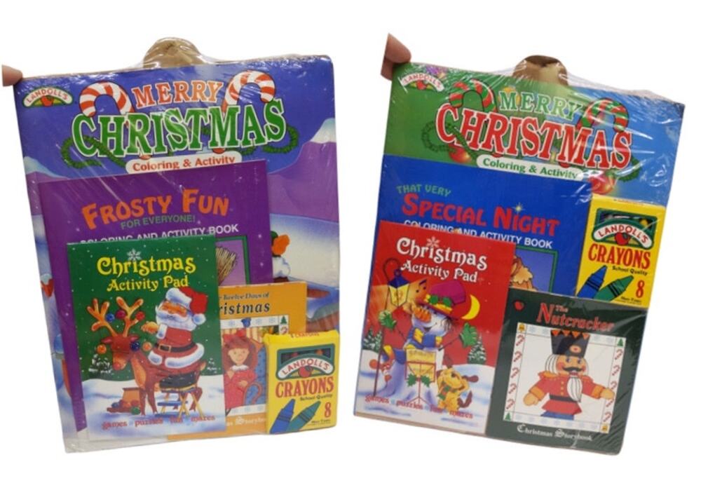 Lot of 2 Vintage 1980s or 90s LANDOLLS Christmas Coloring Book Toys Childrens